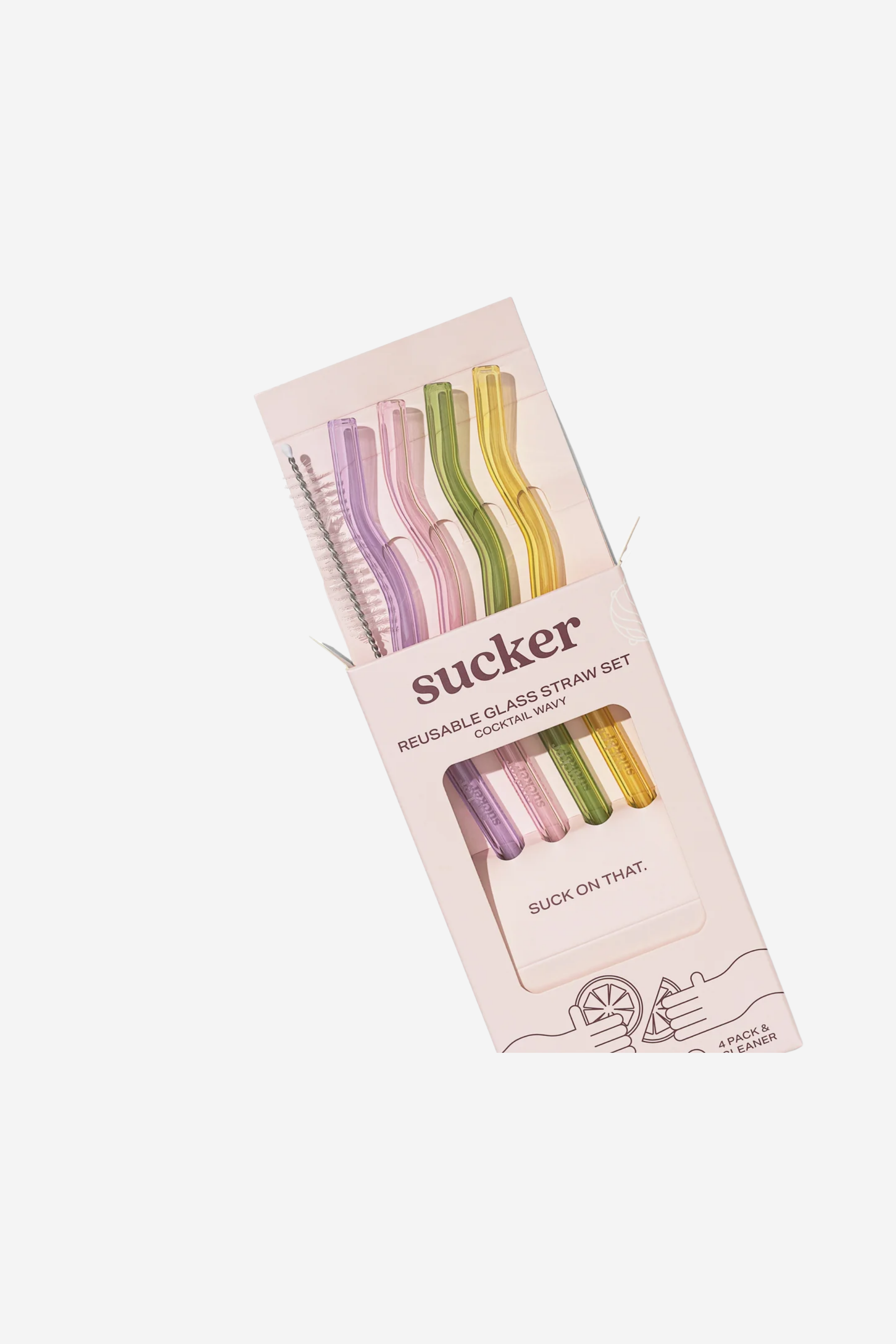 Reusable Glass Wavy Cocktail Straws - Multi