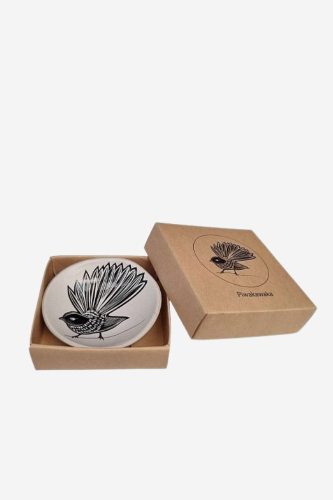 Piwakawaka Porcelain Bowl - Black on White