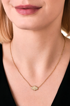 Striped Small Pendant Necklace - Gold