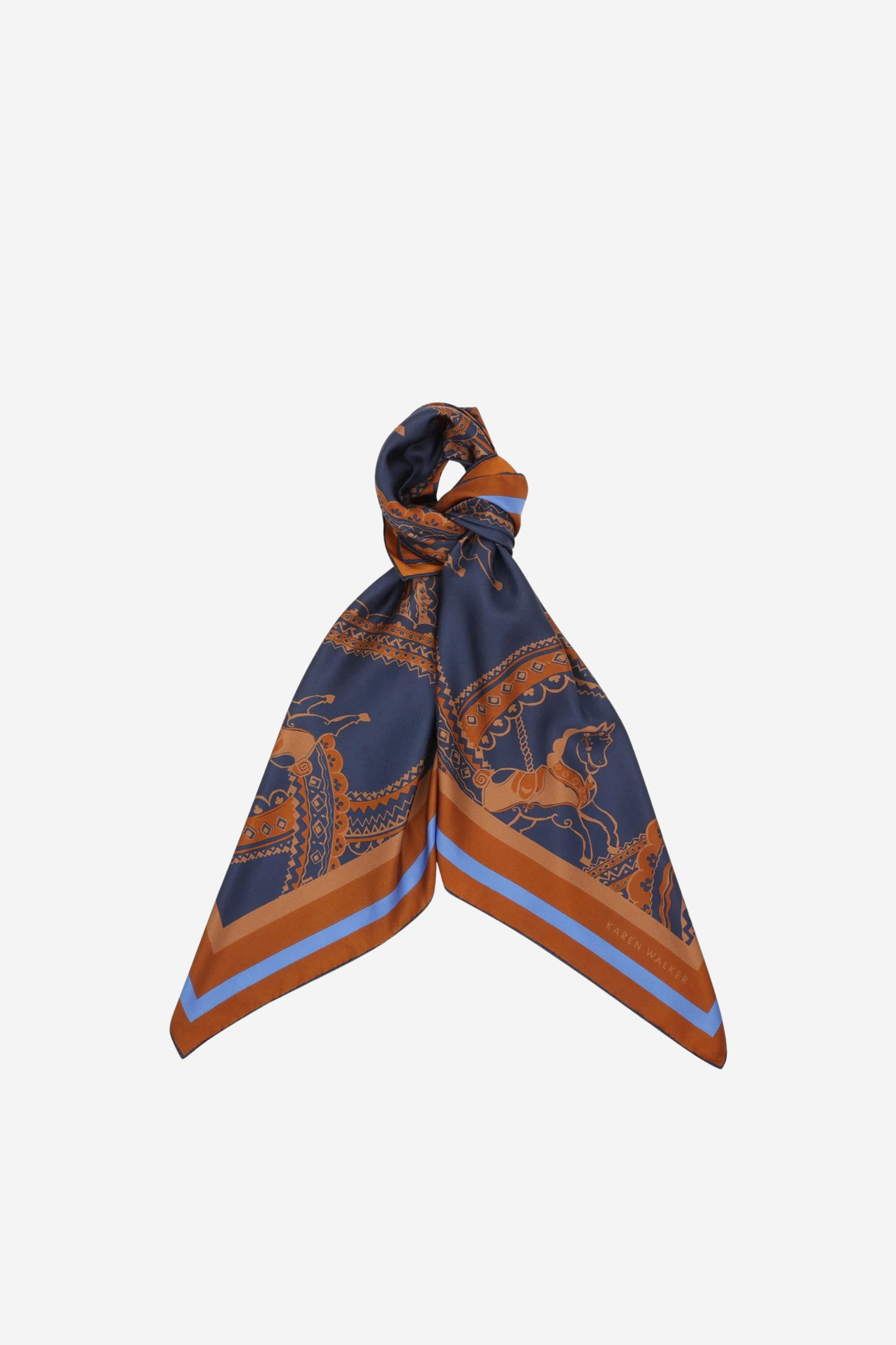 Carousel Classic Silk Scarf - Navy Multi