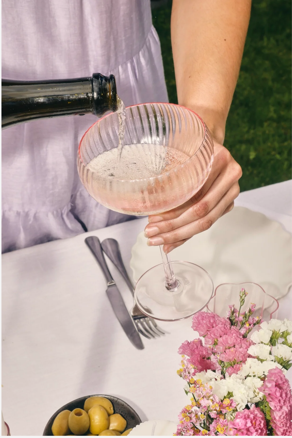 Ripple Champagne Glass - Pink