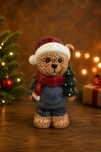 Porcelain Bear with Christmas Tree