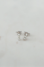 Pearl Bar Studs - Silver