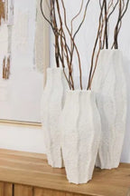 Talia Textured White Ceramic Vase - Medium