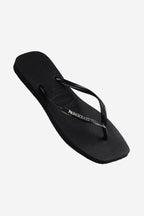 Slim Square Logo Jandals - Black/Silver