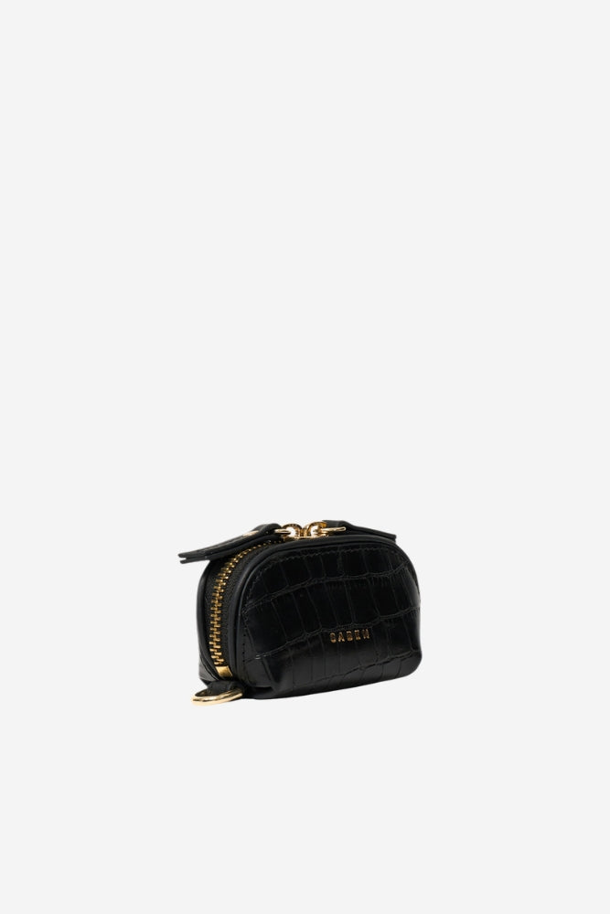 Tarin Airpod Pouch - Black Matte Croc