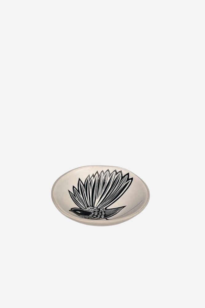 Piwakawaka Porcelain Bowl - Black on White