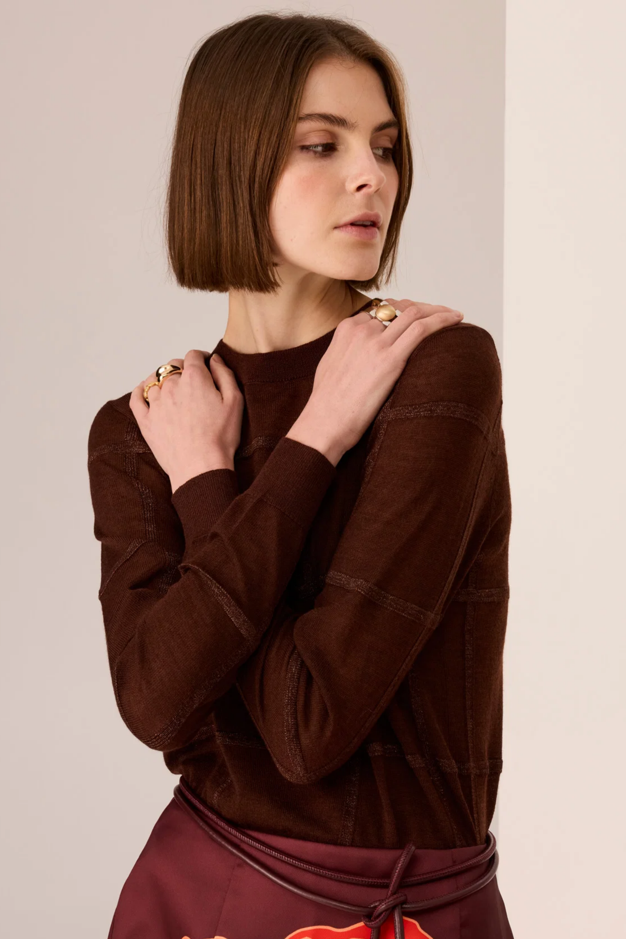 Westin Lurex Check Knit - Toffee