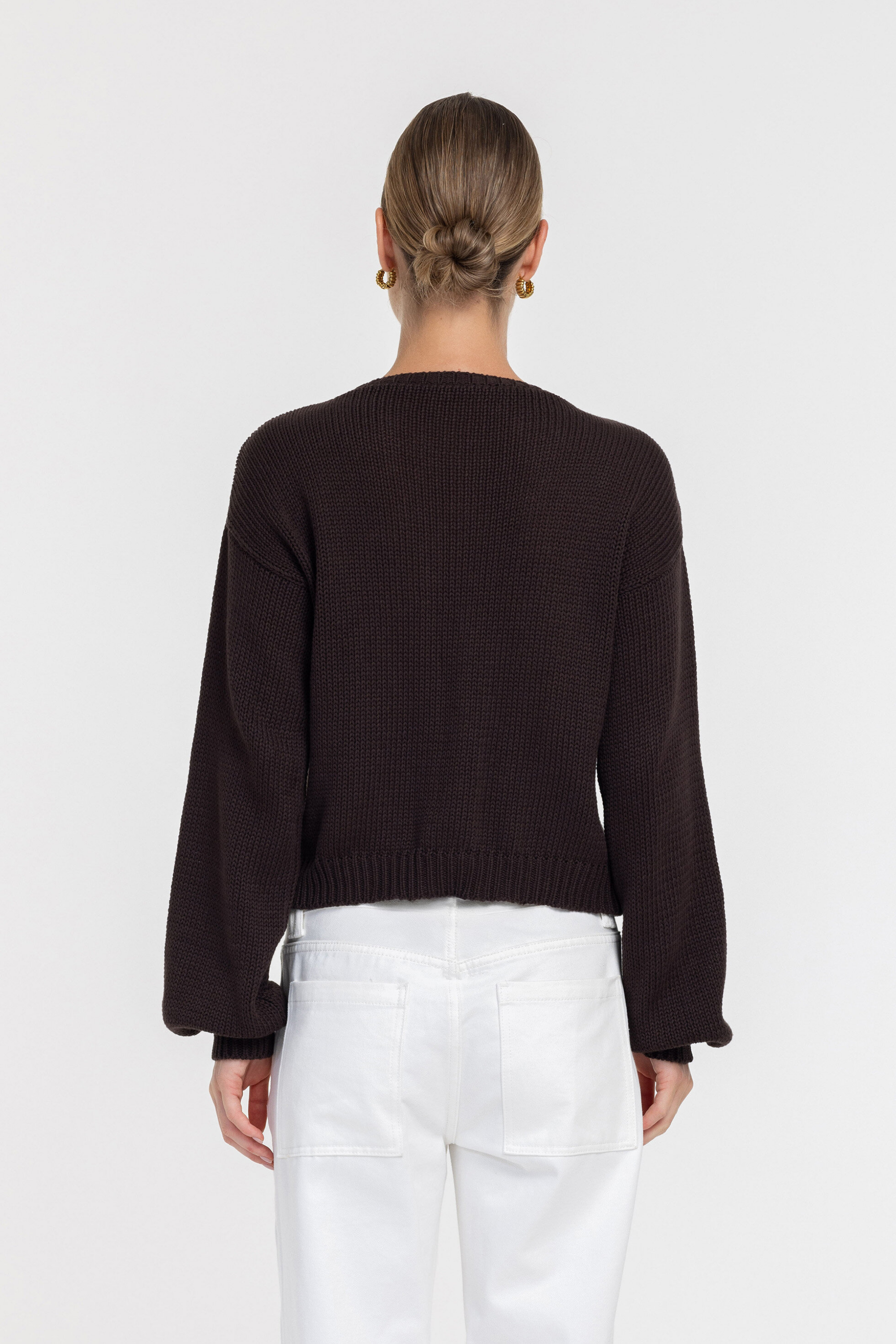 Teddy Cardi - Chocolate / White Buttons