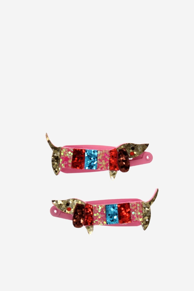 Sausage Dog Glitter Hair Clips