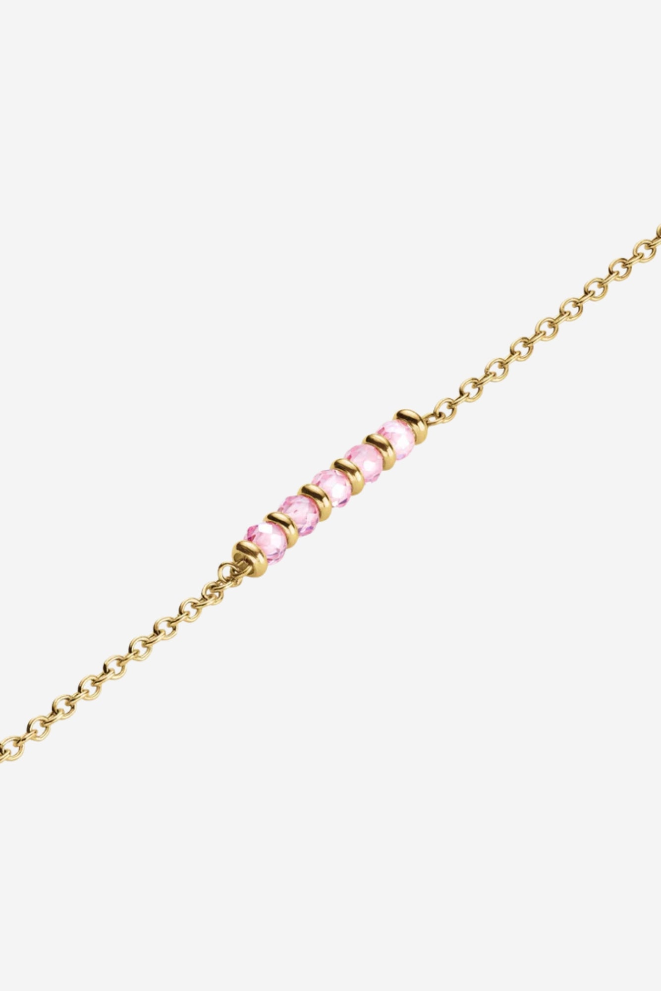 Pink Five Stone Necklace - Gold