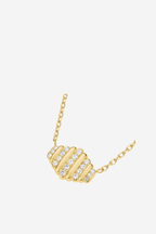 Striped Small Pendant Necklace - Gold