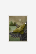 Korimako And Monarch Art Print Framed With Glass