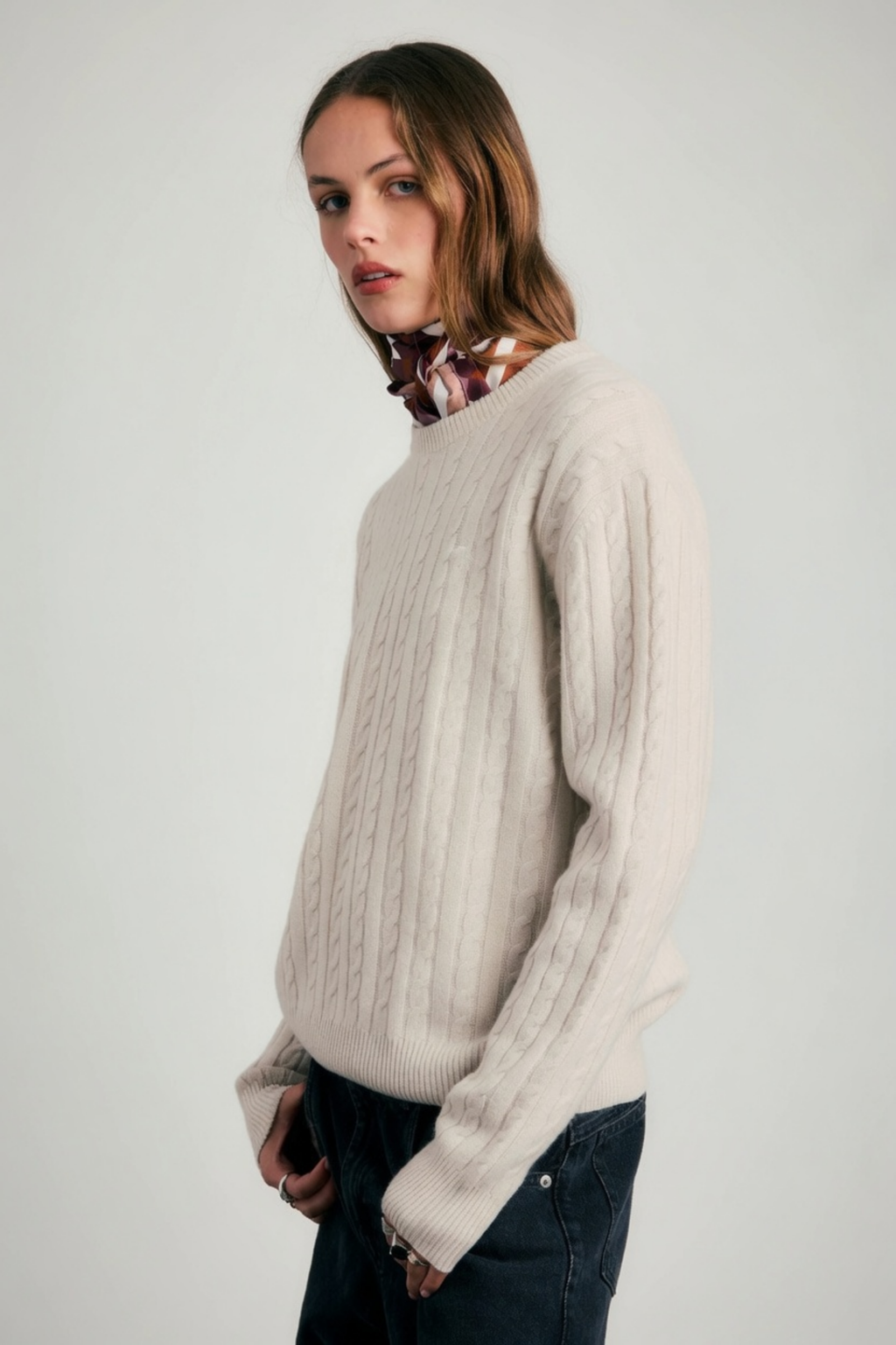 Classic Cable Knit Sweater - Stone