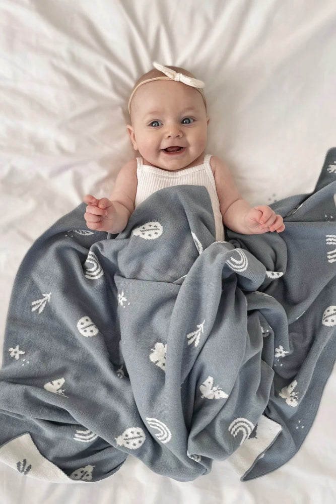 Enchanted Garden Organic Blanket - Sky