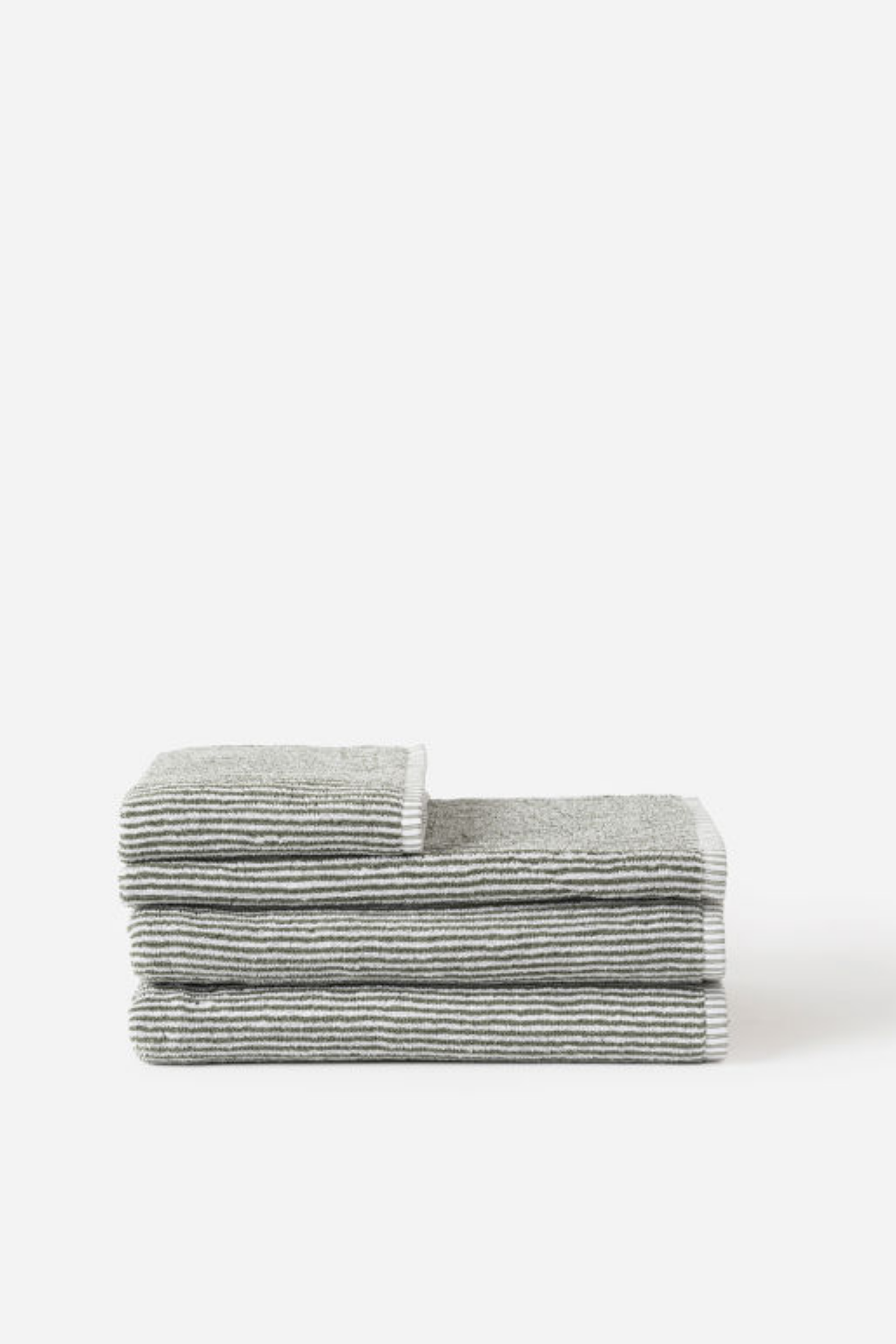 Stripe Cotton Towel Range - Olive/White