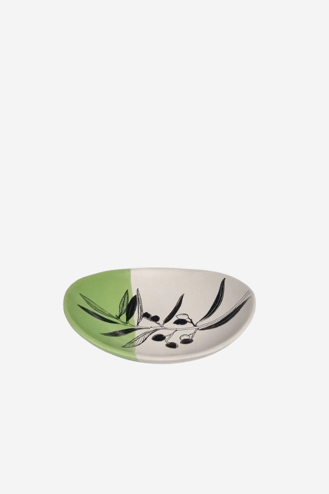 Olives Dipped Green on White -  10cm Bowl