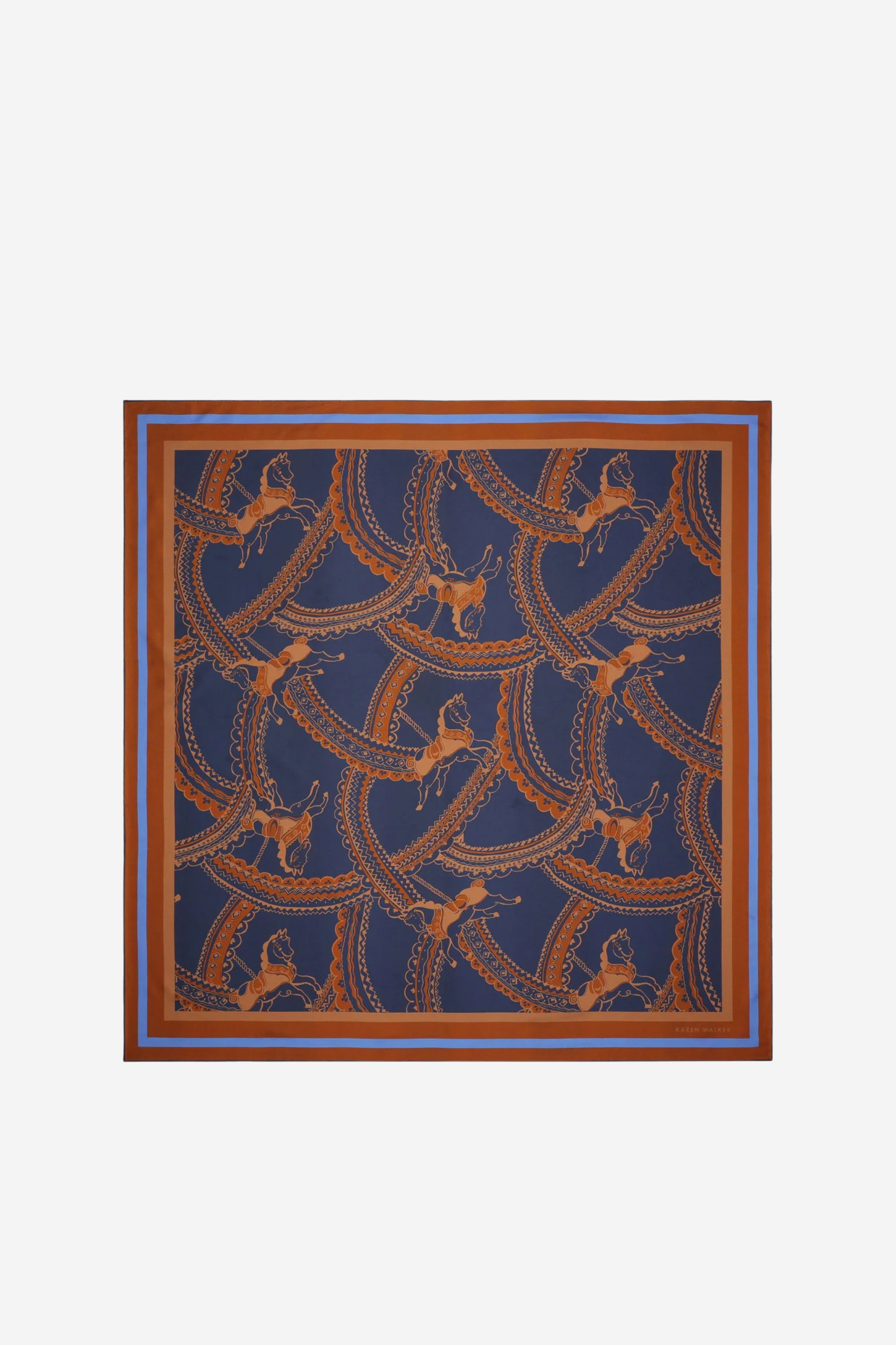 Carousel Classic Silk Scarf - Navy Multi