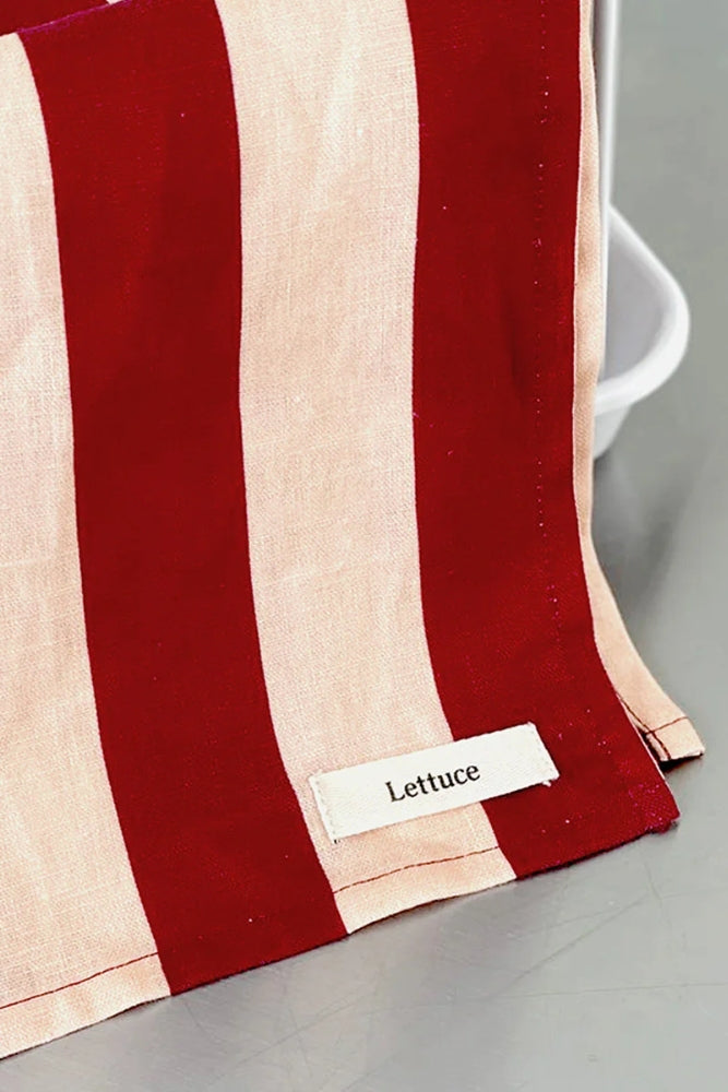 Tea Towel - Peach And Burgundy Stripe