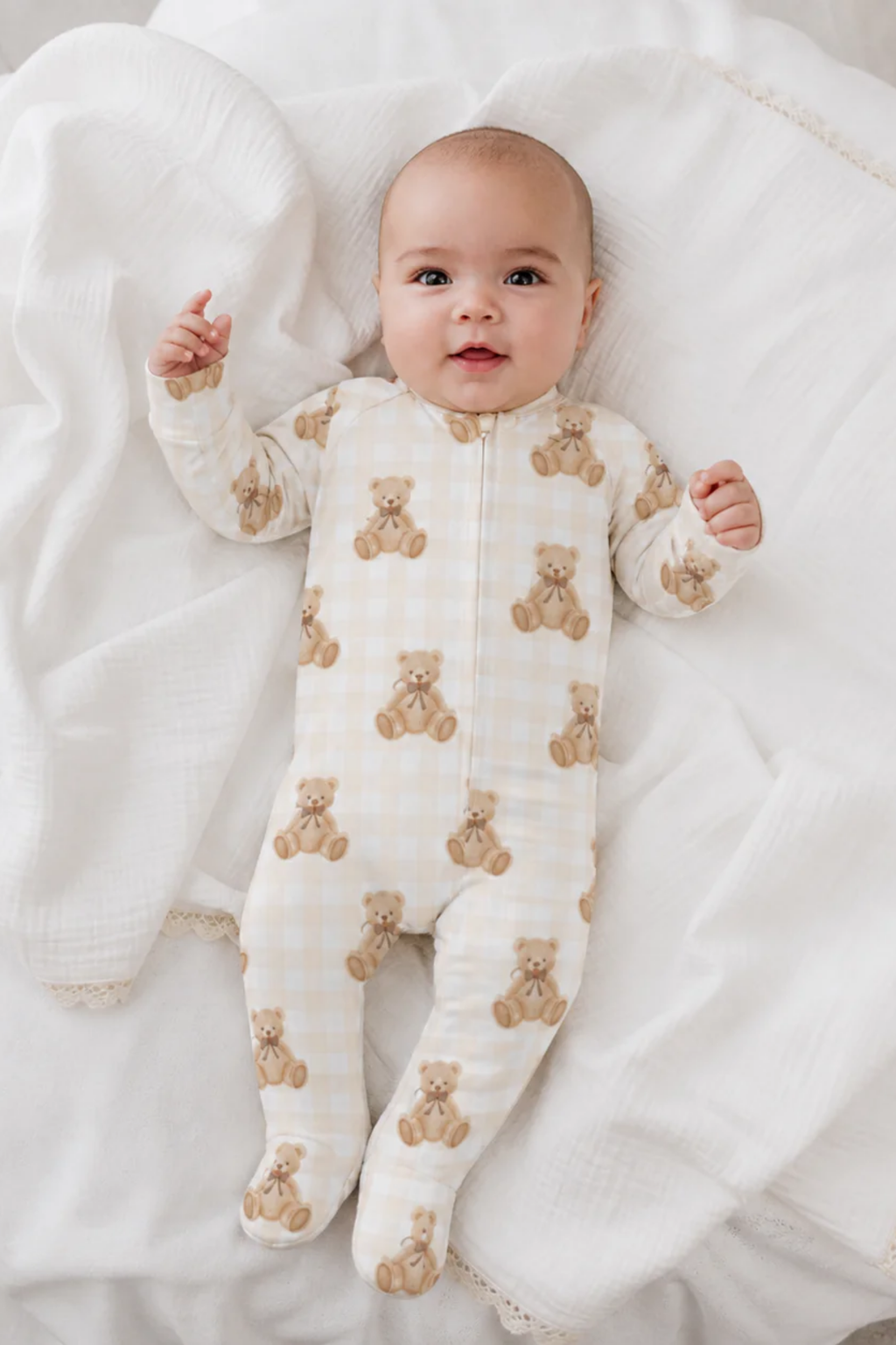 Gingham Teddy Zipsuit