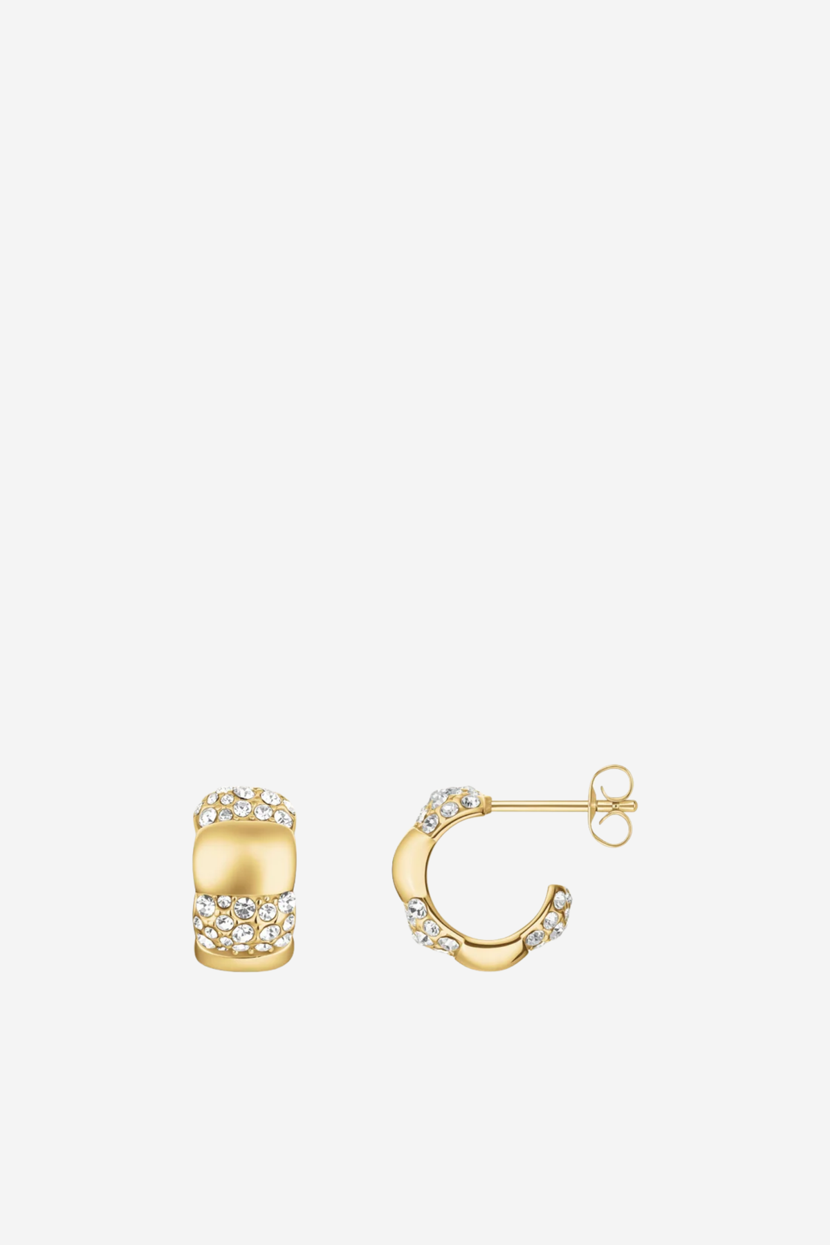 Striped Huggies Earrings - Gold