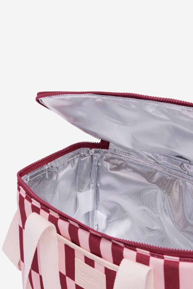 Midi Base Cooler - Burgundy/Peony Check