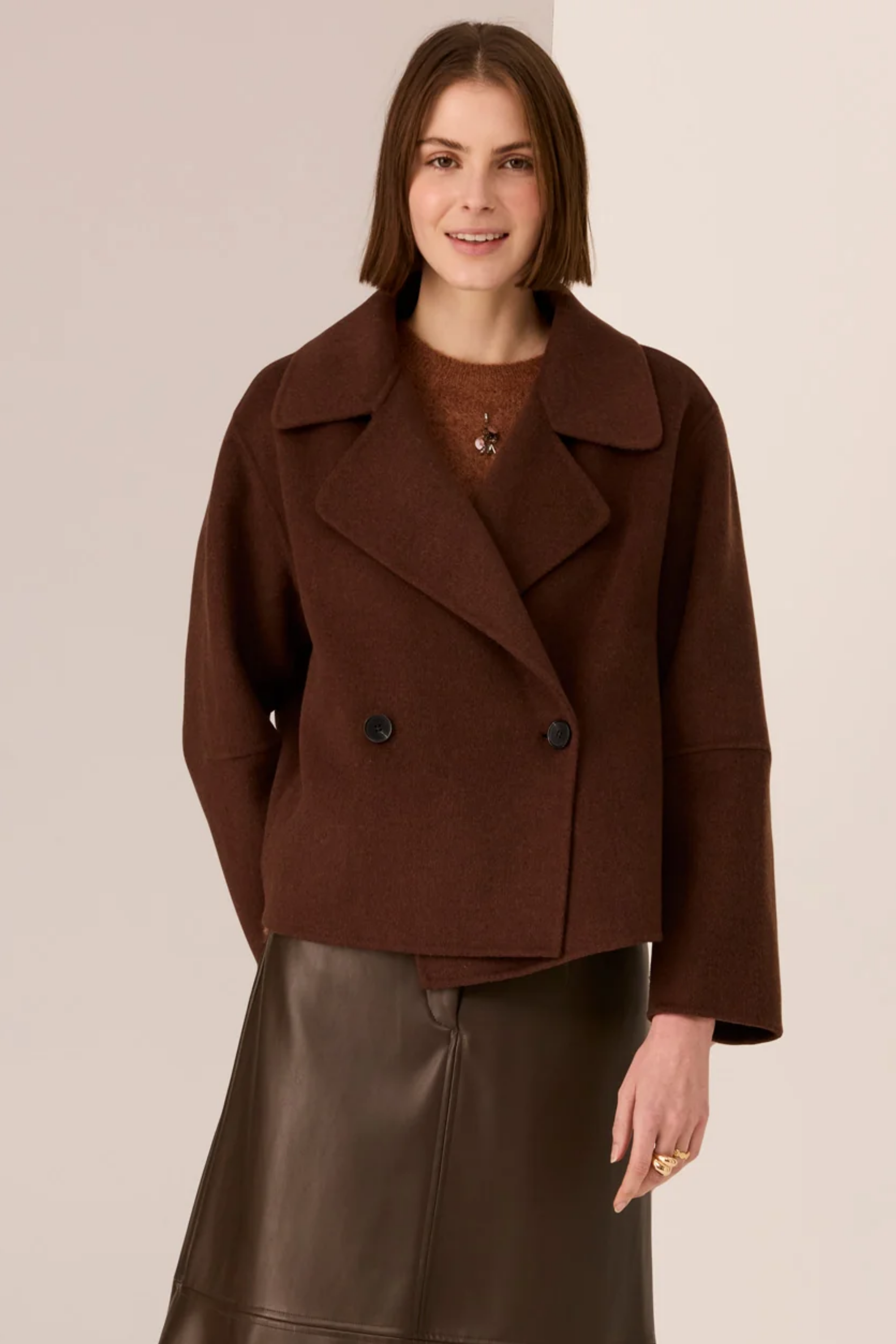Cohen Cropped Wool Coat - Walnut