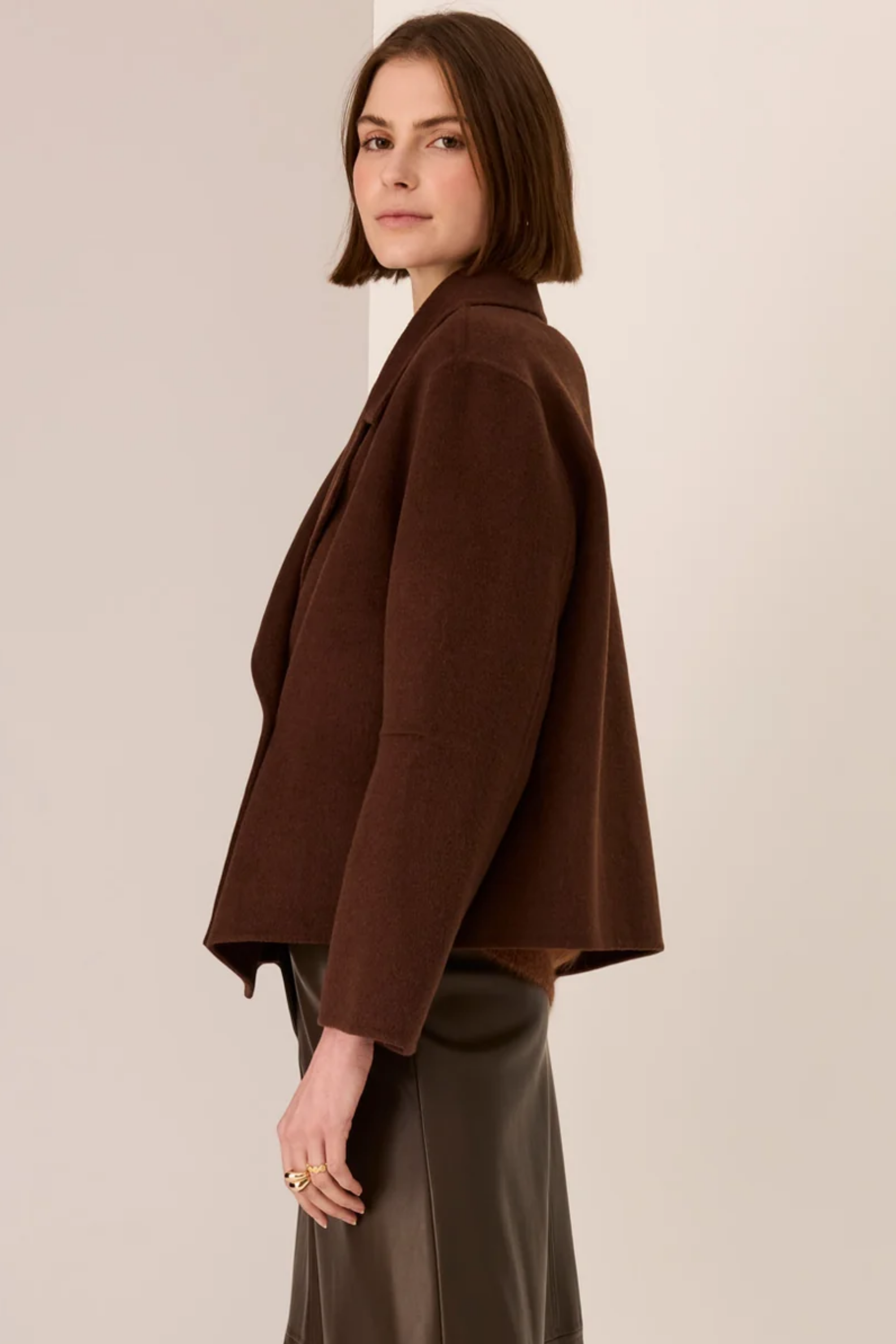 Cohen Cropped Wool Coat - Walnut