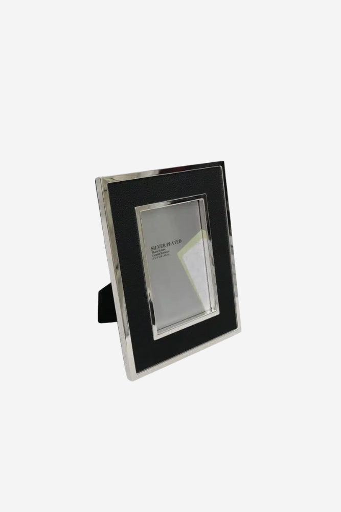 Silver & Black Faux Leather Frame