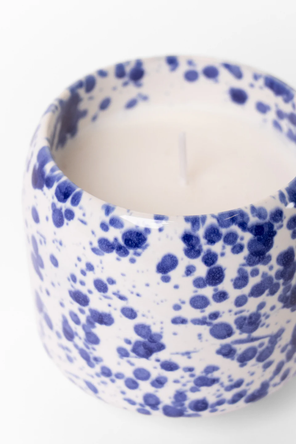 Blue Splash Glazed Candle