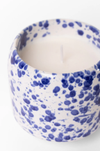 Blue Splash Glazed Candle
