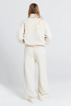 Runaway Scrawl Zip-Up Sweatshirt - Ecru