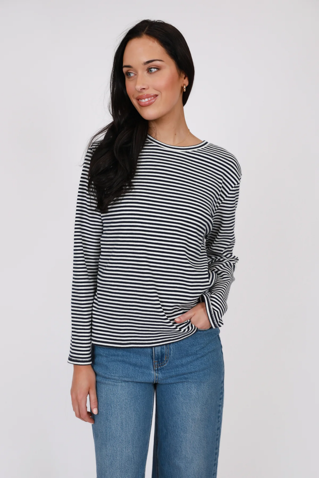 Uno Rib Longsleeve - Indigo Stripe