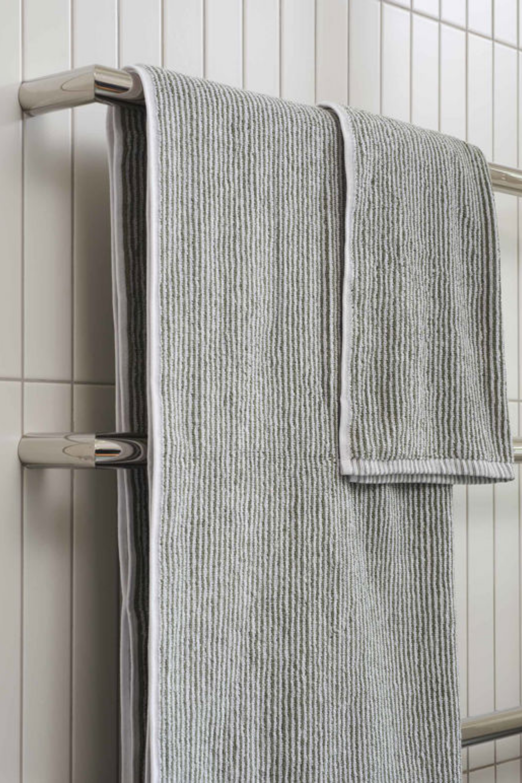 Stripe Cotton Towel Range - Olive/White