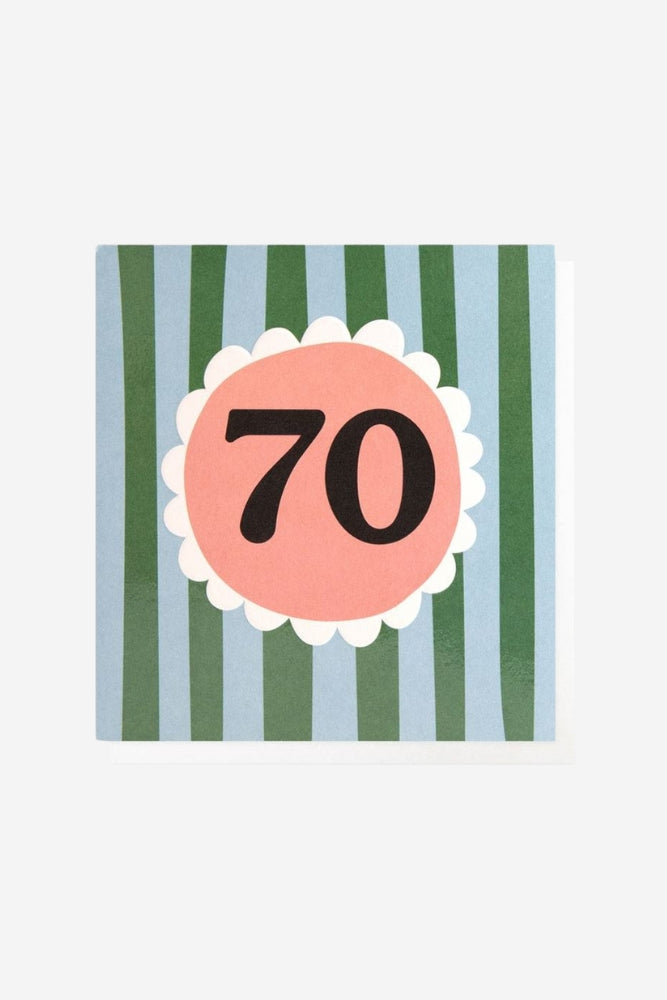 Age 70 Green Blue Stripe - Gift Card