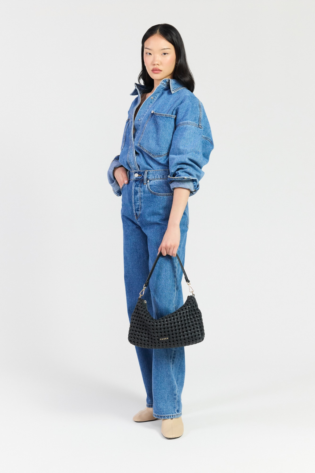 Claudia Shoulder Bag - Black Braid
