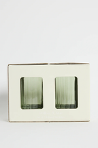 Olive Green Ribbed Tumblers - Set of 2
