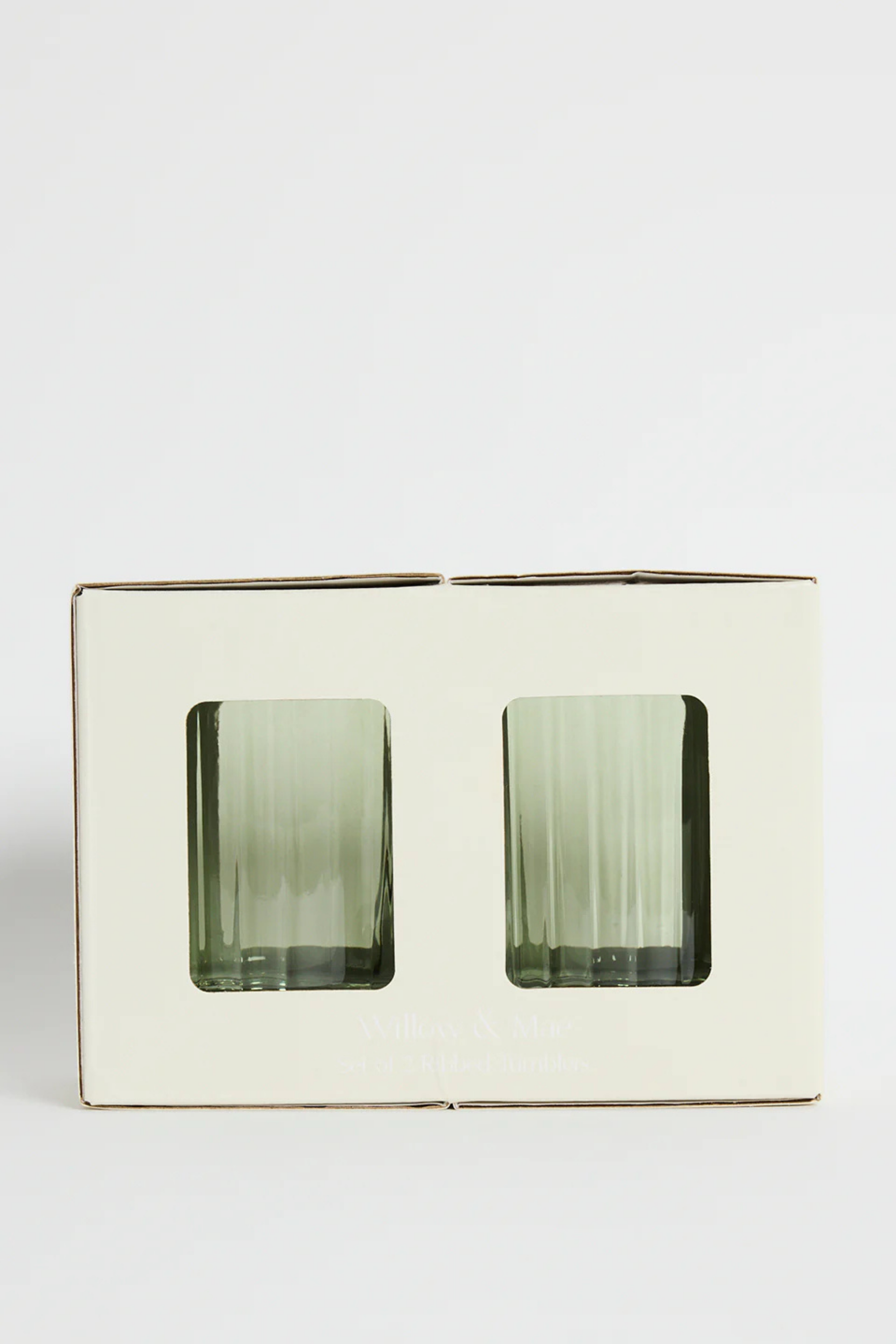 Olive Green Ribbed Tumblers - Set of 2