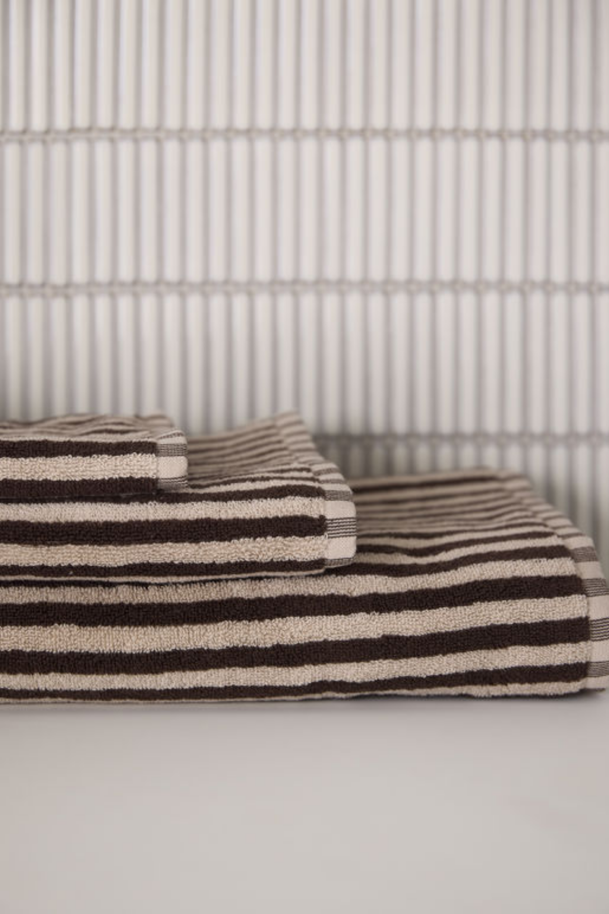 Wide Stripe Cotton Towel Range - Cocoa/Bone