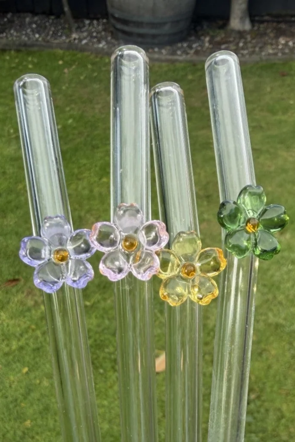 Reusable Glass Wildflower Straws