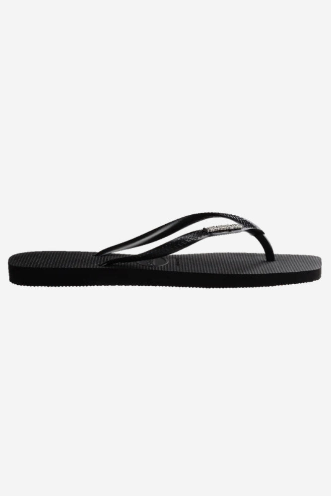 Slim Square Logo Jandals - Black/Silver