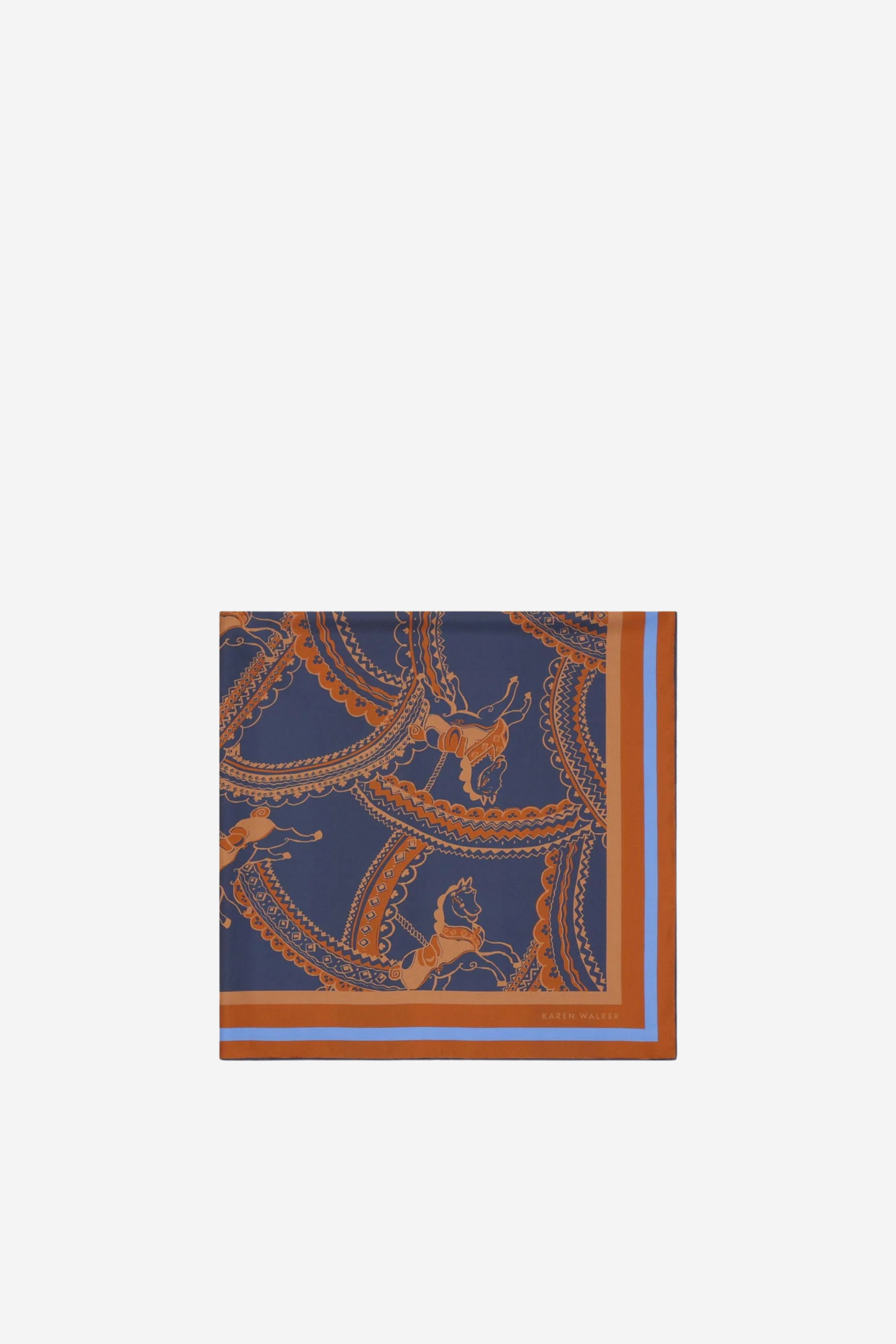 Carousel Classic Silk Scarf - Navy Multi