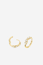 Playful Crystal Baguette Hoops - Gold