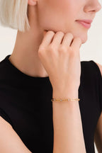 Round Crystal Paperclip Bracelet - Gold