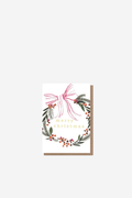 Merry Christmas Painted Wreath w/ Bow Mini Gift Card - Pkt 10
