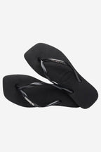 Slim Square Logo Jandals - Black/Silver