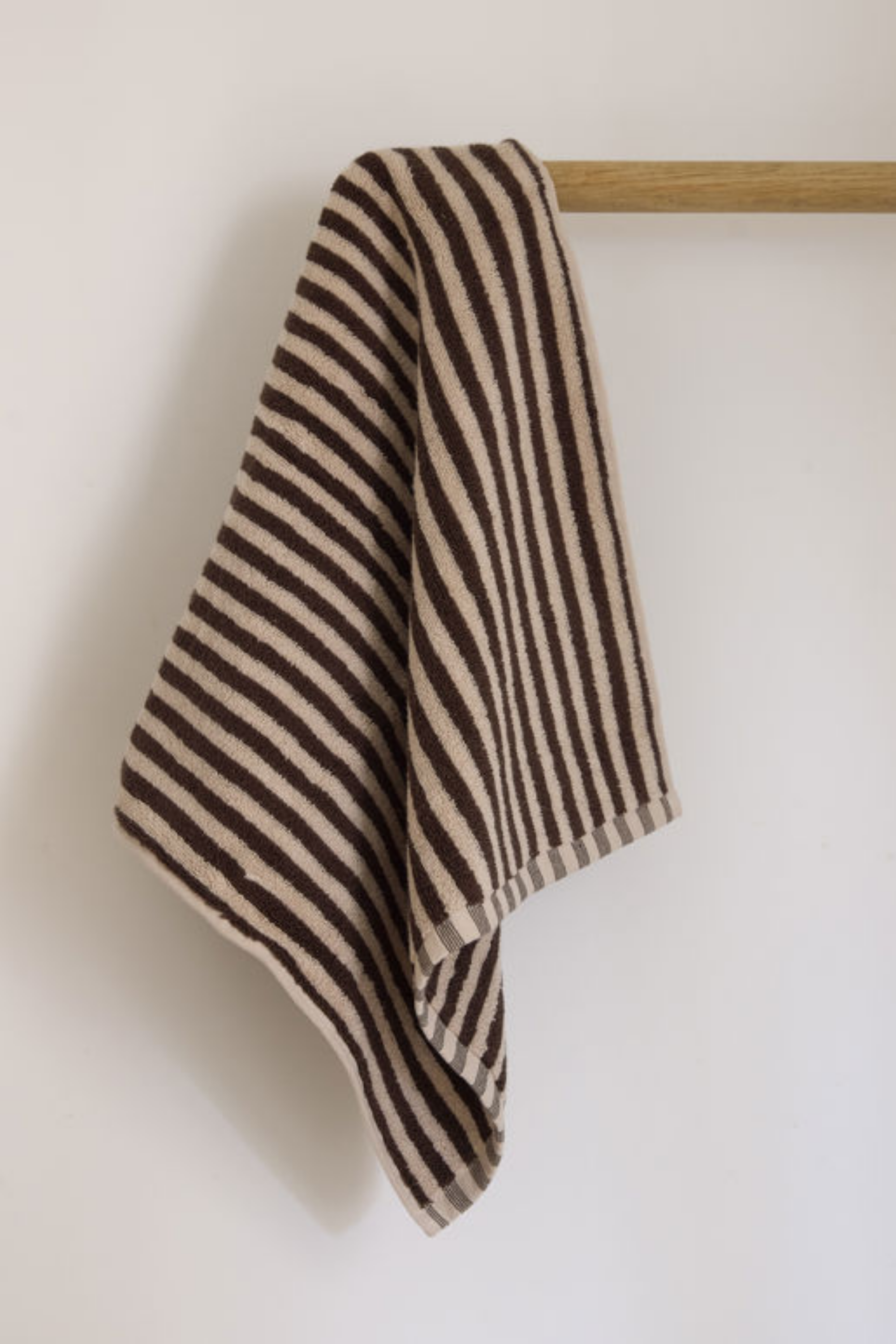 Wide Stripe Cotton Towel Range - Cocoa/Bone