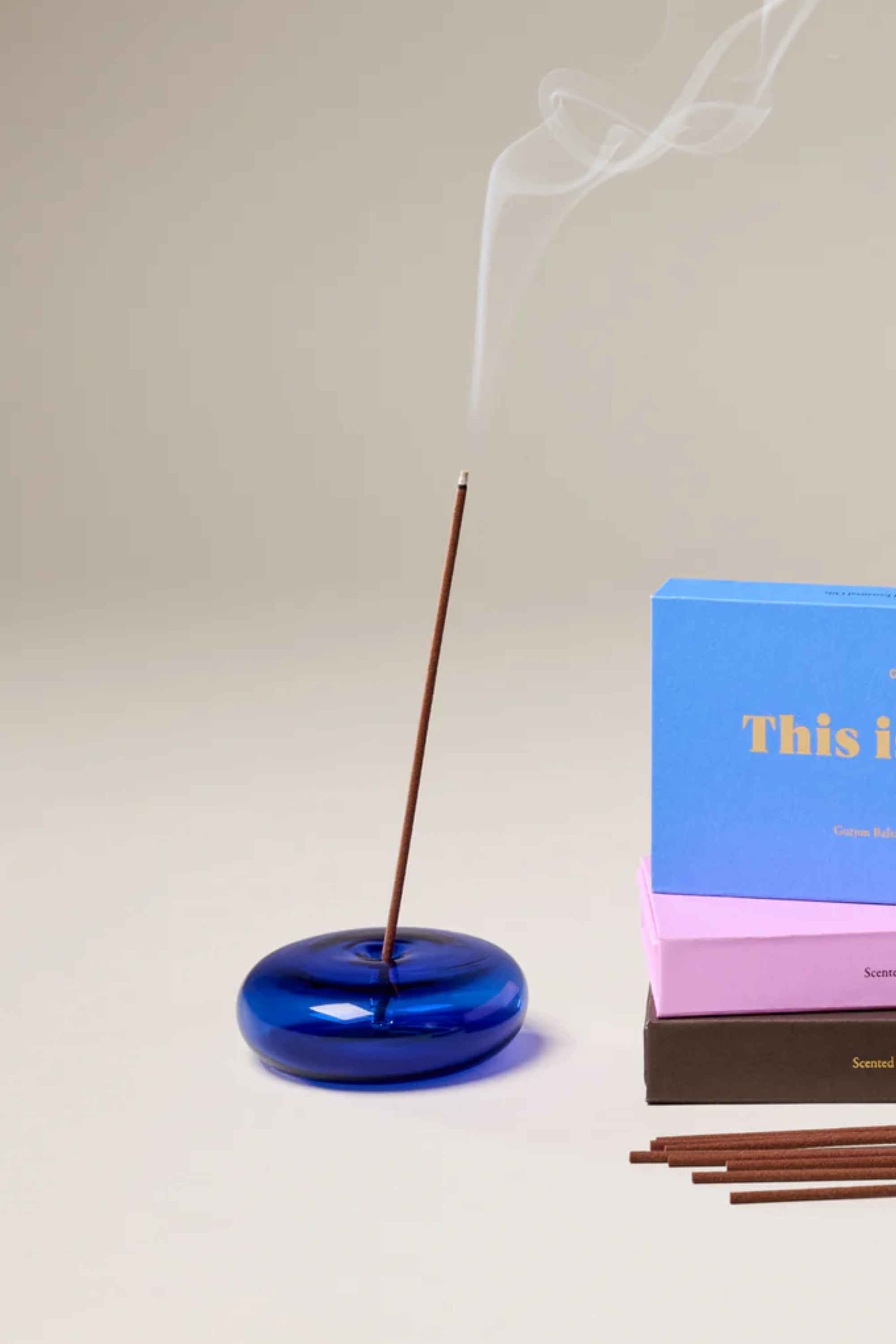 Glass Vessel Incense Holder - Cobalt