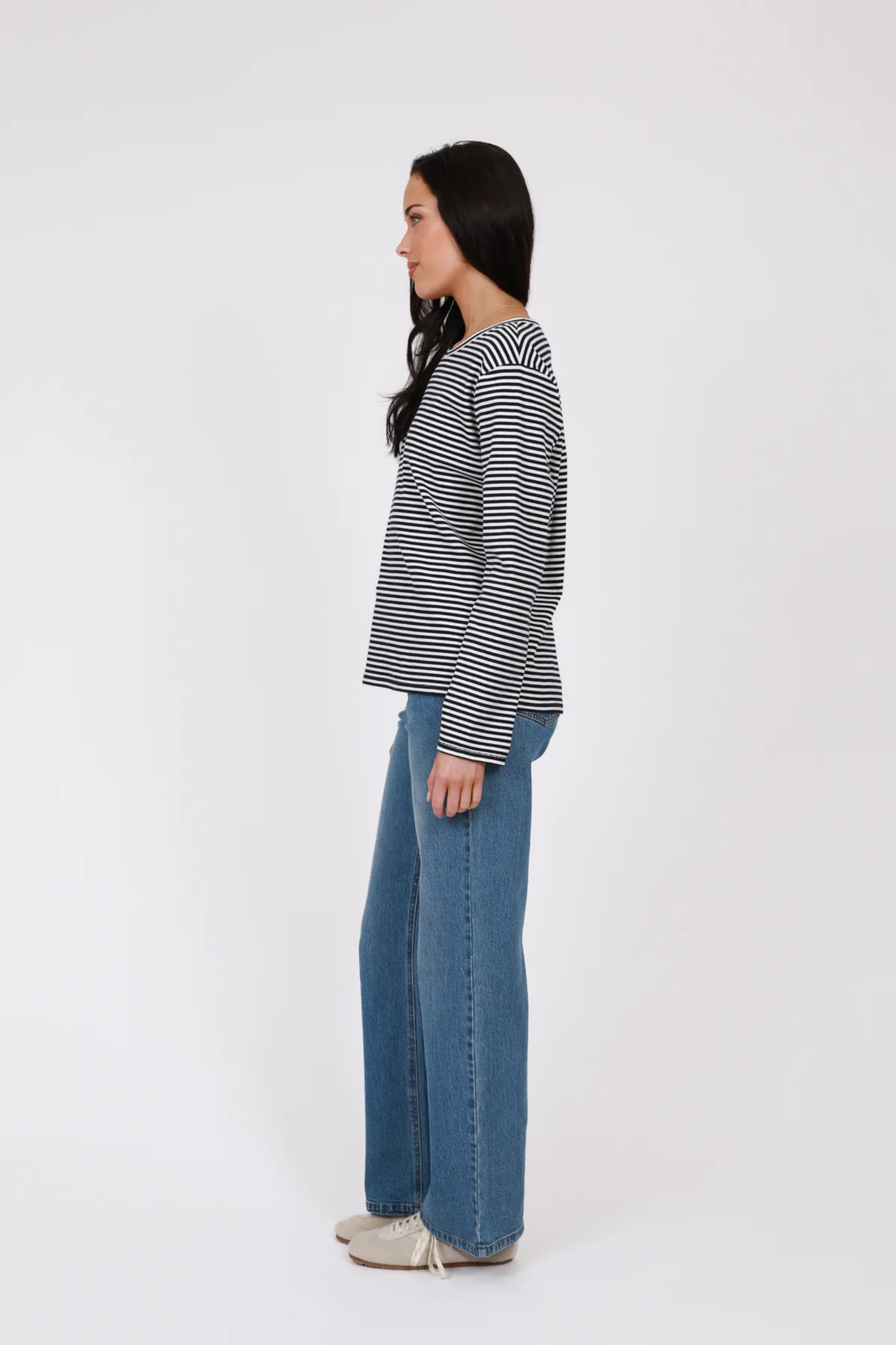 Uno Rib Longsleeve - Indigo Stripe
