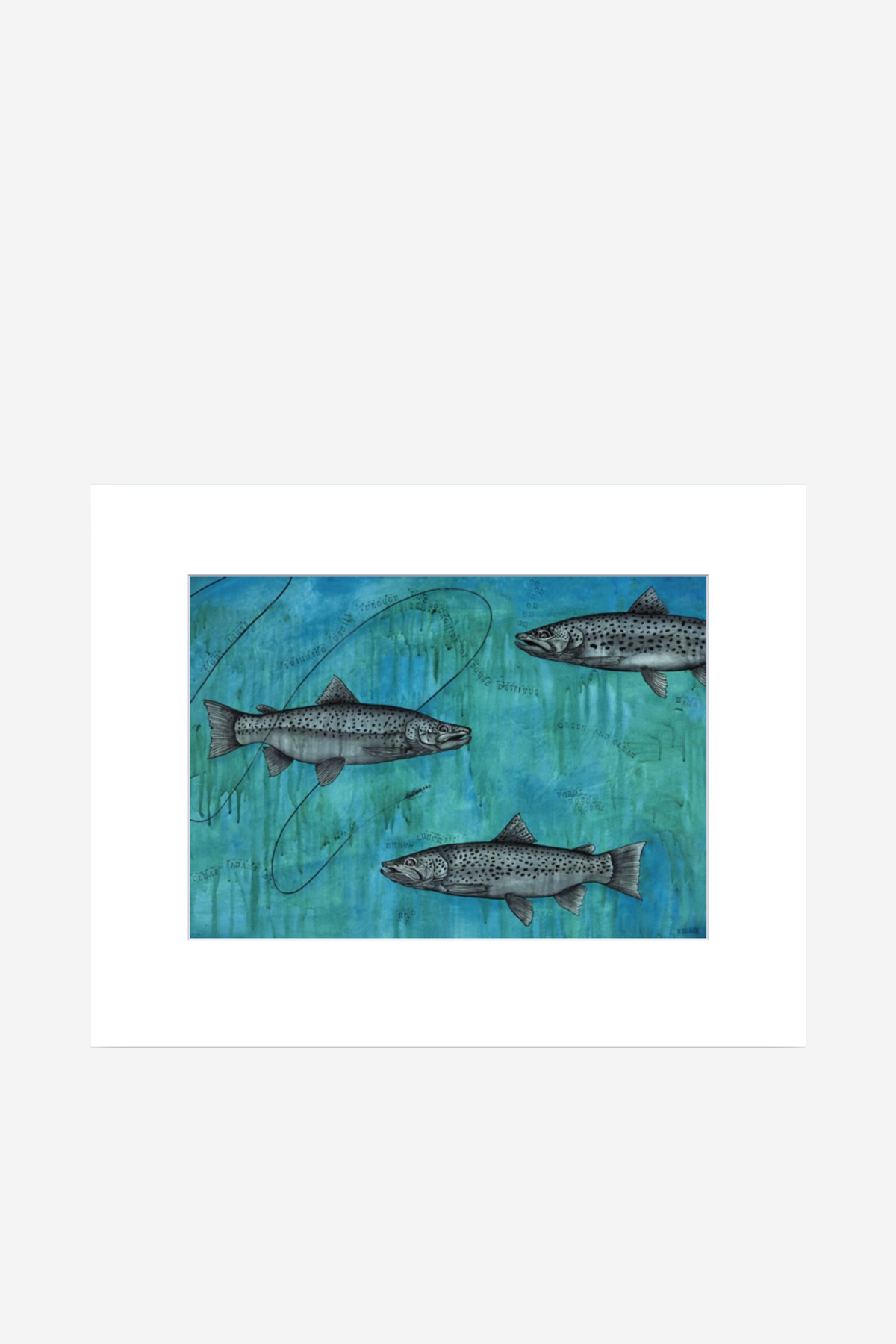 Trout Tight Line Mini Matted Print
